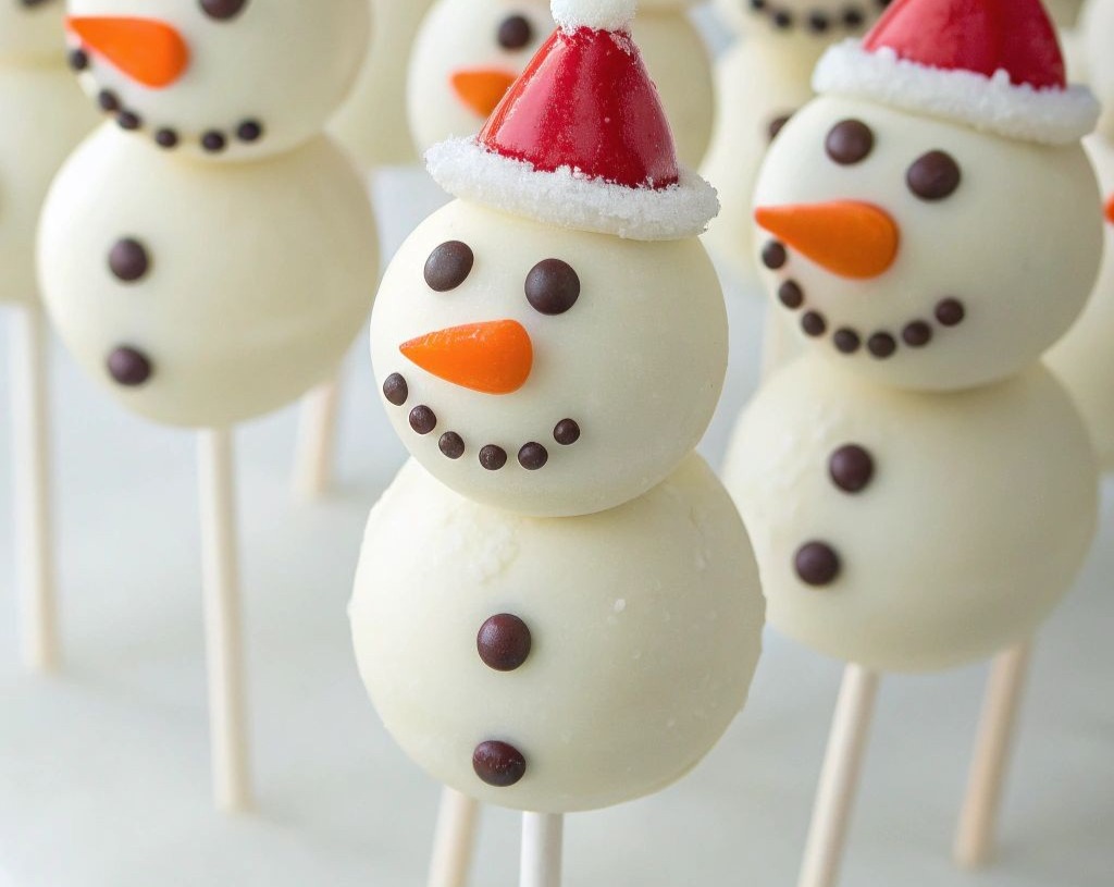 Easy Christmas Snowman Cake Pops for Festive Holiday Baking Fun suggested serving