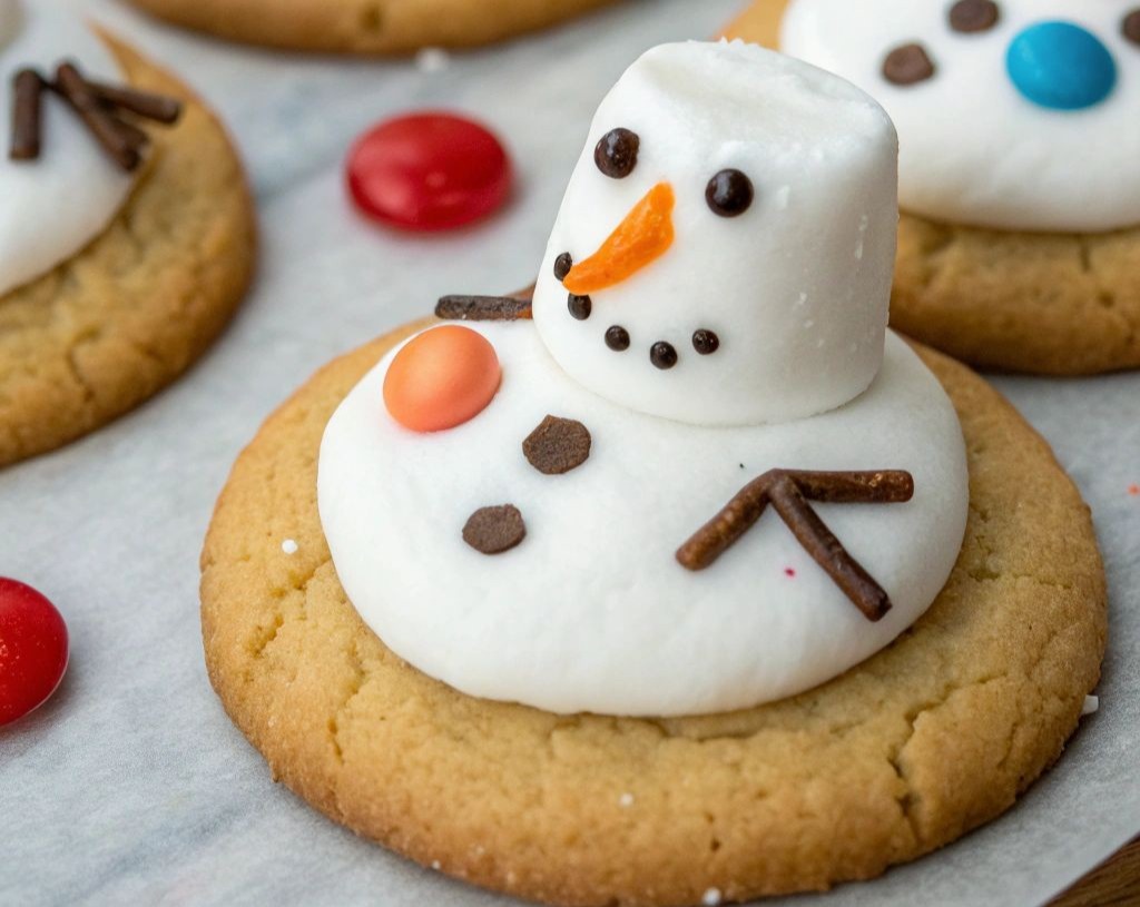 Easy Melted Snowman Biscuits: Christmas Party Fun with Kids top view