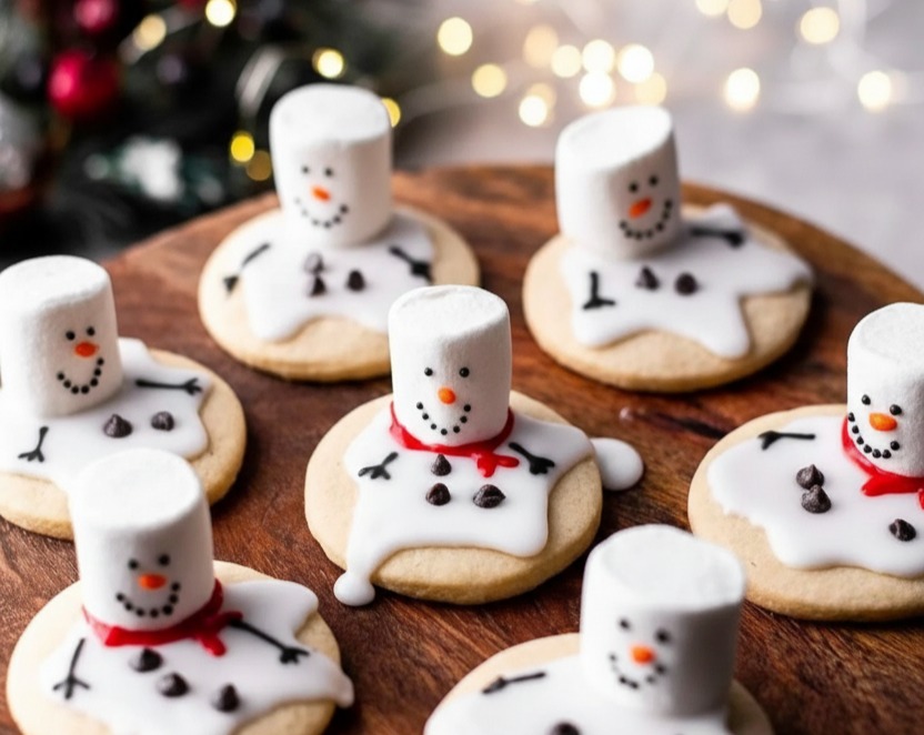 Easy Melted Snowman Biscuits: Christmas Party Fun with Kids suggested serving