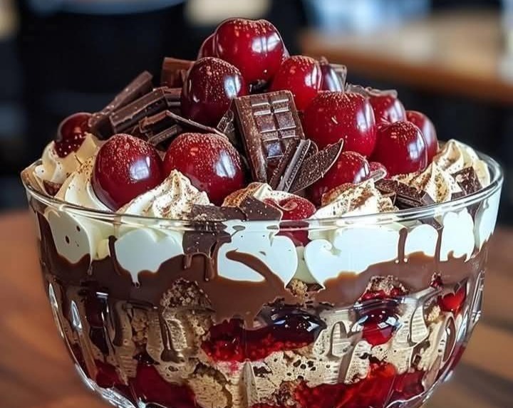 Best Christmas Black Forest Trifle: Easy Holiday Layered Dessert top view