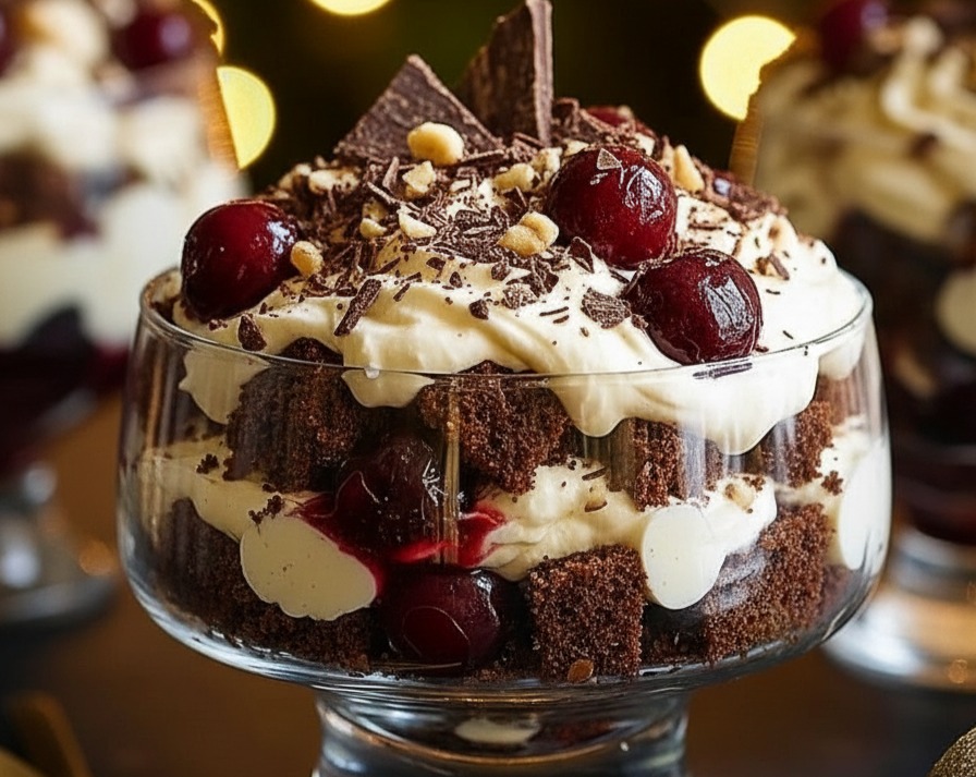 Best Christmas Black Forest Trifle: Easy Holiday Layered Dessert suggested serving