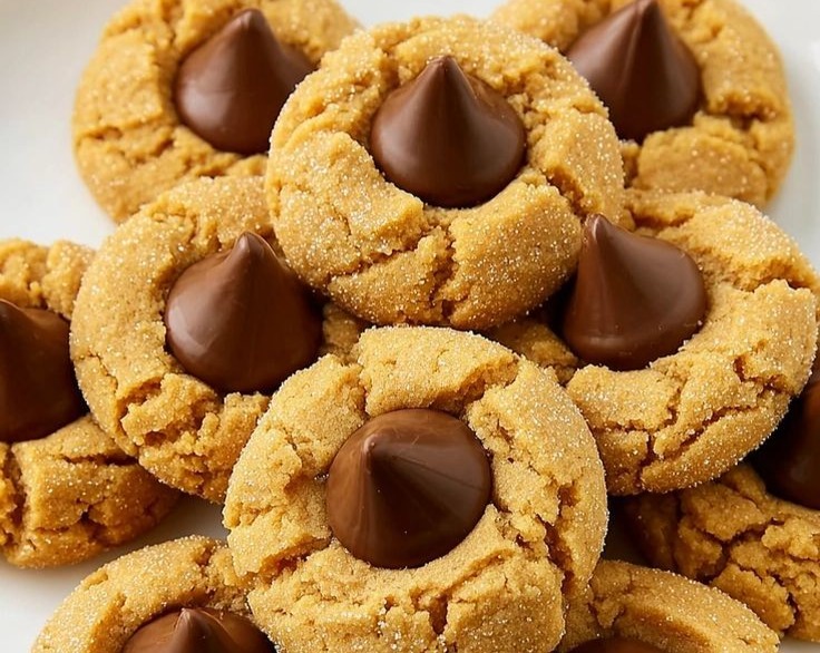 Best Easy Soft Chewy Original Peanut Butter Blossoms Recipe top view