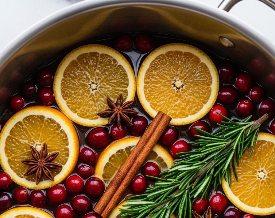 Cranberry Orange Simmer Pot: Easy Homemade Stovetop Potpourri Recipe top view