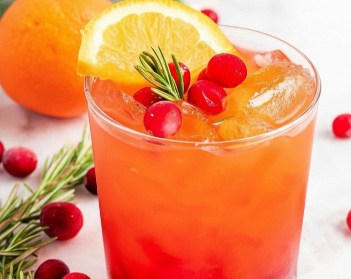 Cranberry Rosemary White Christmas Sangria Punch with Cinnamon suggested serving