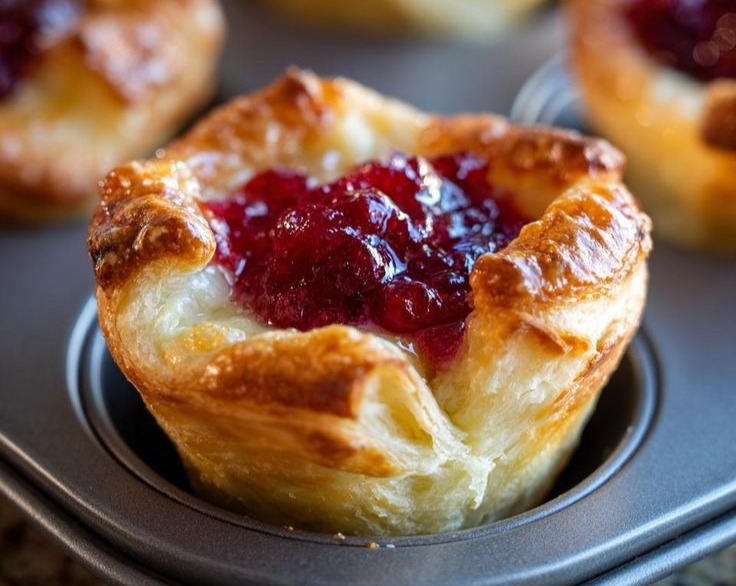 Easy Holiday Cranberry Brie Puff Pastry Bites top view