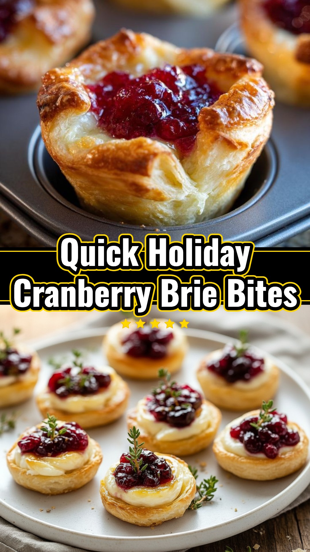 Easy Holiday Cranberry Brie Puff Pastry Bites