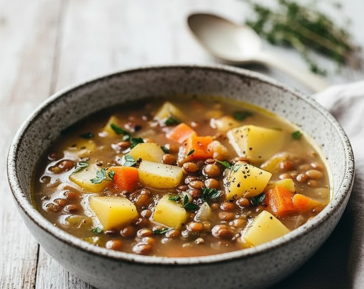Easy Lentil Vegetable Soup: Tasty Lentejas Receta for Vegan Dinners suggested serving