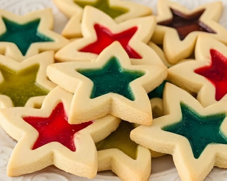 Easy Sweet Stained Glass Christmas Cookies Decorating Recipe top view