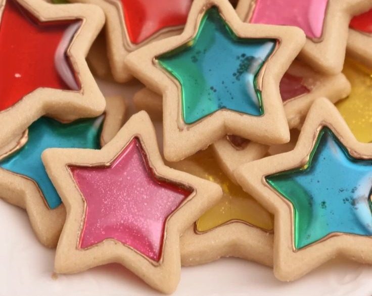 Easy Sweet Stained Glass Christmas Cookies Decorating Recipe suggested serving