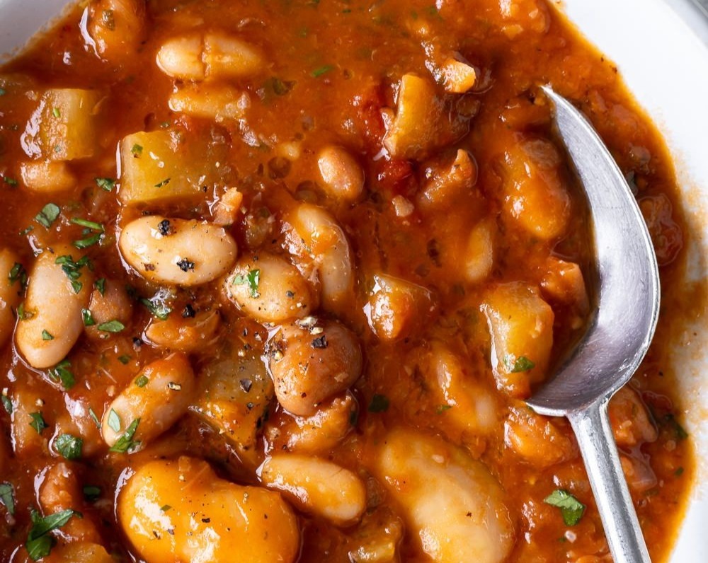 Elegant Bean Soup: Soothing Vegetarian Dinner, Traditional Meal suggested serving