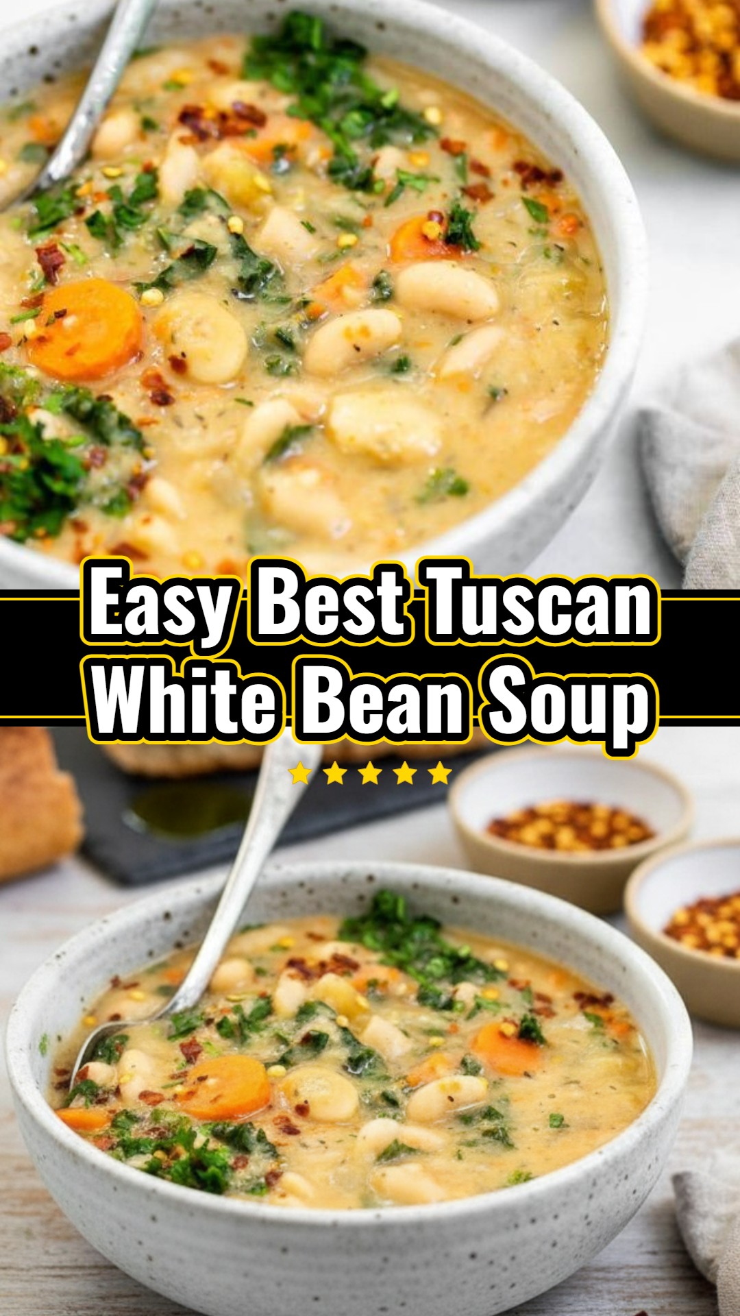 Hearty Vegan Tuscan White Bean Soup with Spinach and Herbs