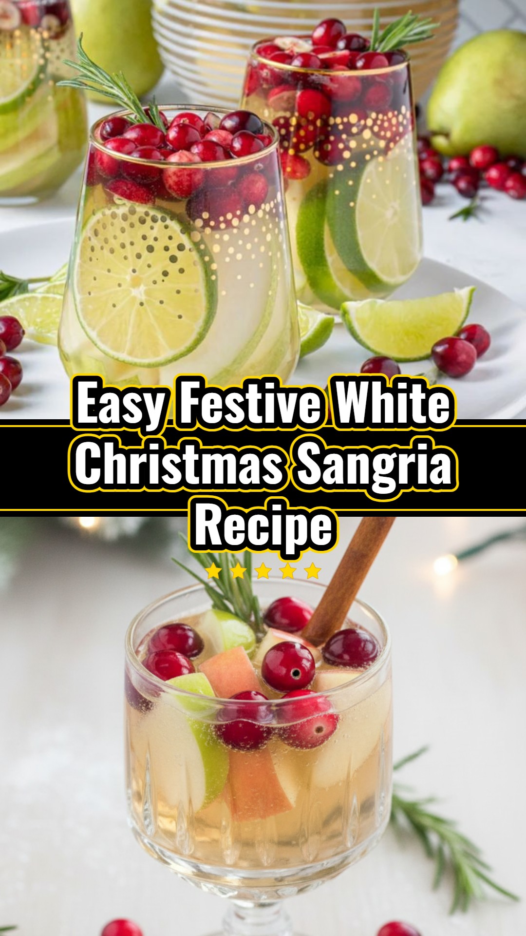 Maria's Elegant White Christmas Sangria Cranberry Rosemary Cinnamon
