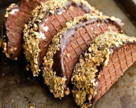 Quick Easy Homemade Choco Tacos Sweet Baking Snack Dessert top view