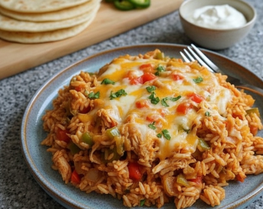 Best Easy Savory Chicken Fajita Casserole Quick Dinner Recipe suggested serving