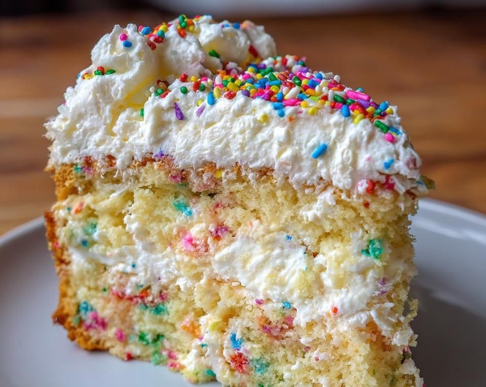 Grandma's Vintage Funfetti Cake Classic Old Fashioned Homemade Recipe top view