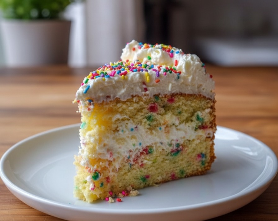 Grandma's Vintage Funfetti Cake Classic Old Fashioned Homemade Recipe suggested serving