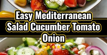 Healthy Fresh Mediterranean Cucumber Tomato Onion Salad with Herbs