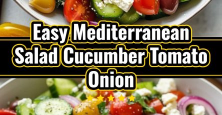 Healthy Fresh Mediterranean Cucumber Tomato Onion Salad with Herbs