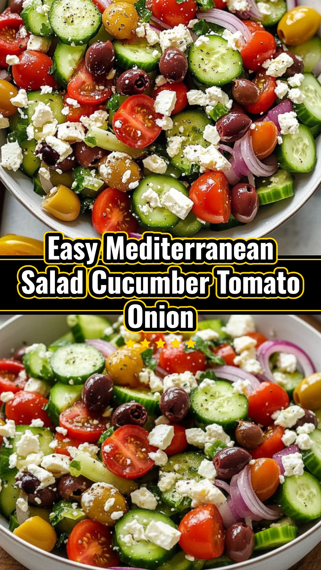 Healthy Fresh Mediterranean Cucumber Tomato Onion Salad with Herbs
