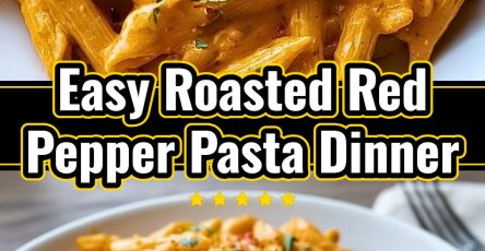 Roasted Red Pepper Pasta Quick Healthy Easy Vegetarian Dinner