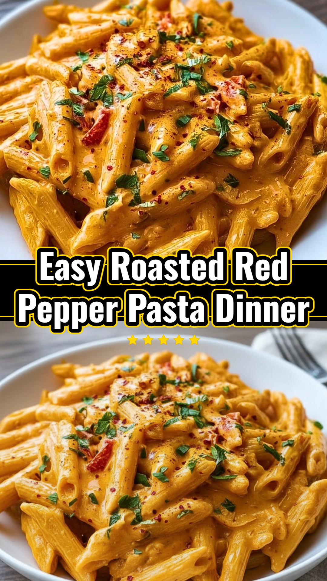 Roasted Red Pepper Pasta Quick Healthy Easy Vegetarian Dinner