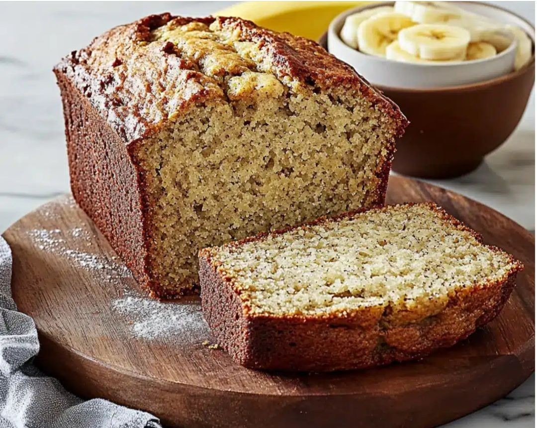 Best Foolproof Moist Banana Bread Loaf with Bread Flour top view