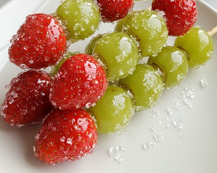 Homemade Tanghulu: Easy Crunchy Candied Fruit Skewers top view