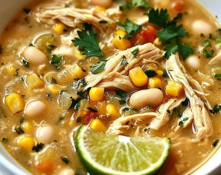 Healthy White Chicken Chili Clean Eating Dish top view